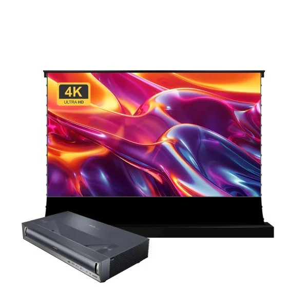BUNDLE Hisense PX3-PRO 4K TriChroma Laser Projector + VIVIDSTORM S Pro Floor Rising CLR/ALR Projector Screen Package Deal