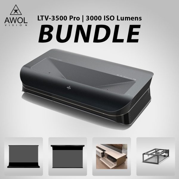 BUNDLE AWOL Vision 3500 Pro 4K Triple Laser Projector Home Theater Package Deal