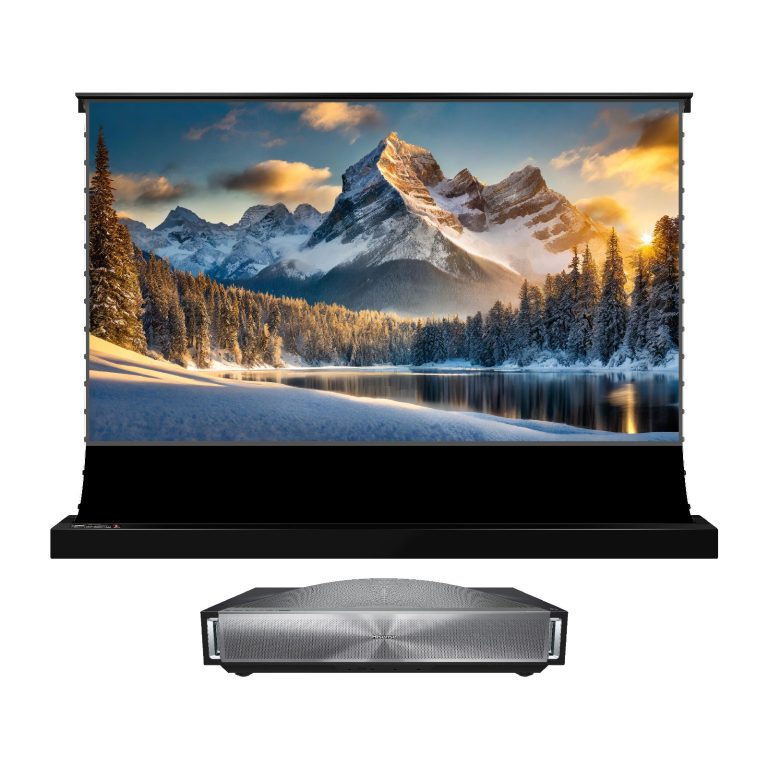 BUNDLE Hisense PX4 Pro 4K UST Projector + VIVIDSTORM S Pro Motorised Floor Rising CLR/ALR Projector Screen Package Deal