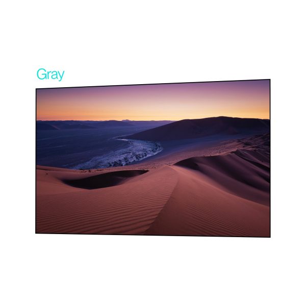 AWOL Vision CineContrast Fixed Frame Soft Gray Projector Screen - front view of the soft gray screen